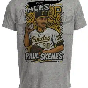 Pittsburgh Pirates Paul Skenes Exclusive Caricature Baseball Artwork Heather Gray Sublimated T-Shirt