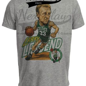 Boston Celtics Larry Bird Exclusive Retro Legend Basketball 1986 Artwork Heather Gray Sublimated T-Shirt