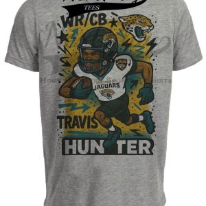 Jacksonville Jaguars Travis Hunter 1st Round Draft Exclusive Graffiti 
Football Artwork Heather Gray Sublimated T-Shirt