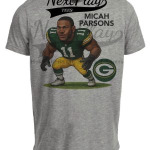 Green Bay Packers Micah Parsons Exclusive Caricature Football Artwork Heather Gray Sublimated T-Shirt