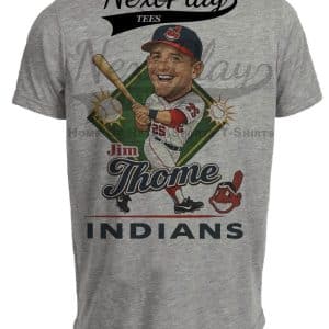 Cleveland Indians Jim Thome Caricature Retro Gray Sublimated T-Shirt
