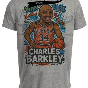 Auburn Tigers Charles Barkley Exclusive Caricature Basketball Artwork Heather Gray Sublimated T-Shirt