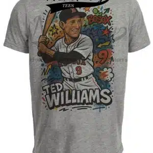 Boston Red Sox Ted Williams Exclusive Caricature Baseball Artwork Heather Gray Sublimated T-Shirt