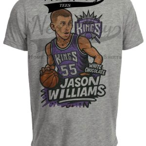 Sacramento Kings Jason Williams White Chocolate Exclusive Caricature Basketball Artwork Heather Gray Sublimated T-Shirt