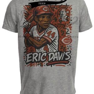 Cincinnati Reds Eric Davis Exclusive Caricature Baseball Artwork Heather Gray Sublimated T-Shirt