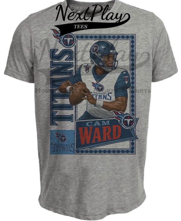 Tennessee Titans Cam Ward Exclusive Retro RC Football Artwork Heather Gray Sublimated T-Shirt