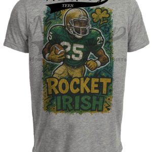 Notre Dame Fighting Irish Rocket Raghib Ismail Exclusive Caricature Football Artwork Heather Gray Sublimated T-Shirt