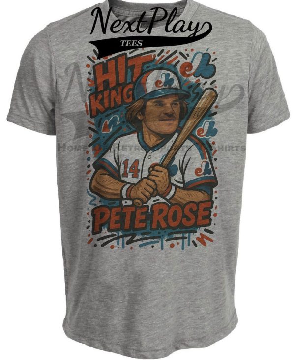 Montreal Expos Pete Rose Hit King Exclusive Caricature Baseball Artwork Heather Gray Sublimated T-Shirt