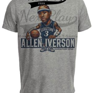 Georgetown Hoyas Allen Iverson Exclusive Retro Basketball 1994 Artwork Heather Gray Sublimated T-Shirt