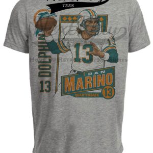 Miami Dolphins Dan Marino Retro Exclusive Football 1987 Artwork Heather Gray Sublimated T-Shirt