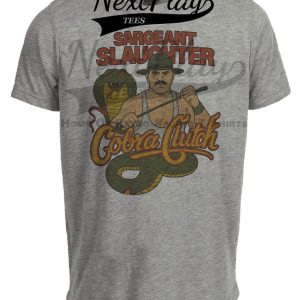 Sargeant Slaughter Cobra Clutch Wrestling Caricature Artwork Heather Gray Sublimated T-Shirt
