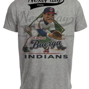 Cleveland Indians Carlos Baerga Caricature Retro Gray Sublimated T-Shirt