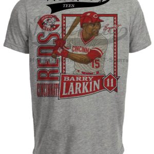Cincinnati Reds Barry Larkin Retro Exclusive Baseball 1989 Artwork Heather Gray Sublimated T-Shirt