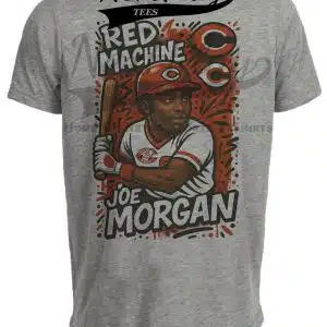 Cincinnati Reds Joe Morgan Exclusive Caricature Baseball Artwork Heather Gray Sublimated T-Shirt