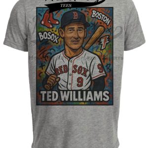 Boston Red Sox Ted Williams Exclusive Graffiti Baseball Artwork Heather Gray Sublimated T-Shirt