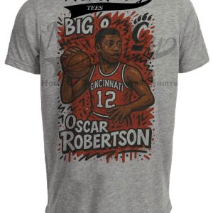 Cincinnati Bearcats Oscar Robertson Big O Exclusive Caricature Basketball Artwork Heather Gray Sublimated T-Shirt