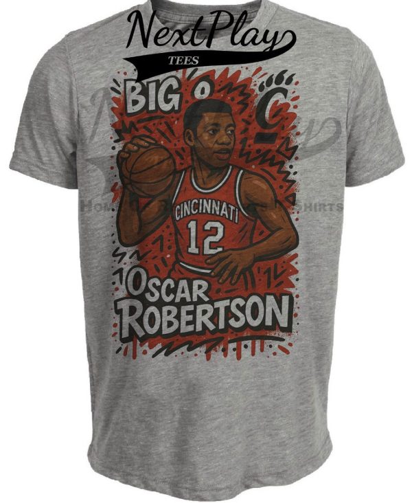 Cincinnati Bearcats Oscar Robertson Big O Exclusive Caricature Basketball Artwork Heather Gray Sublimated T-Shirt