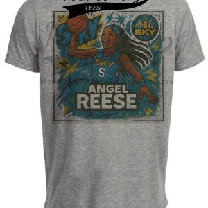 Chicago Sky Angela Reese Exclusive Caricature Basketball Artwork Heather Gray Sublimated T-Shirt