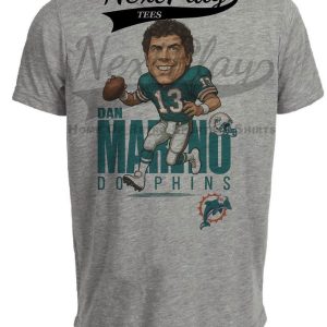 Miami Dolphins Dan Marino Retro Football 1991 Artwork Heather Gray Sublimated T-Shirt