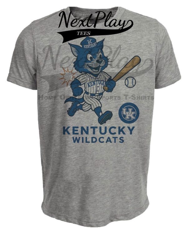 Kentucky Wildcats Mascot Retro Baseball Artwork Heather Gray Sublimated T-Shirt