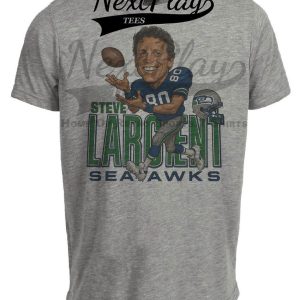 Seattle Seahawks Steve Largent Retro Football 1987 Artwork Heather Gray Sublimated T-Shirt