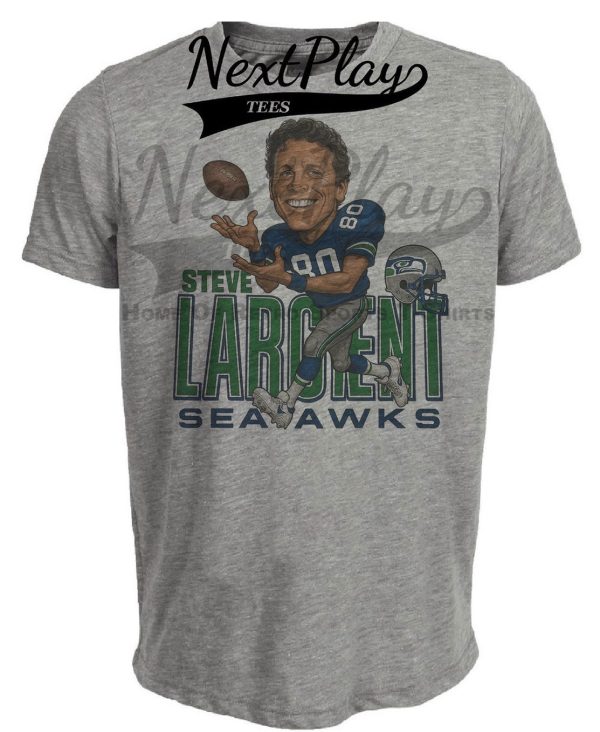 Seattle Seahawks Steve Largent Retro Football 1987 Artwork Heather Gray Sublimated T-Shirt