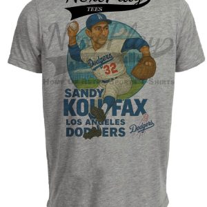Los Angeles Dodgers Sandy Koufax Exclusive Retro Baseball City 1963 Artwork Heather Gray Sublimated T-Shirt