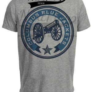 Columbus Blue Jackets Retro Hockey Cannon Artwork Heather Gray Sublimated T-Shirt