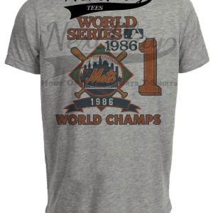 New York Mets World Series Champs Exclusive Retro Baseball 1986 Artwork Heather Gray Sublimated T-Shirt - V Adult XXL