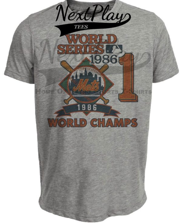 New York Mets World Series Champs Exclusive Retro Baseball 1986 Artwork Heather Gray Sublimated T-Shirt