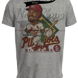St. Louis Cardinals Albert Pujols Exclusive Retro Baseball 2005 Artwork Heather Gray Sublimated T-Shirt