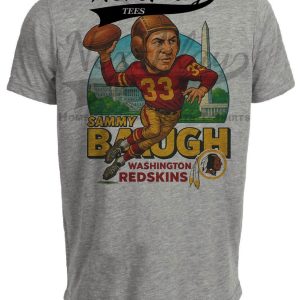 Washington Redskins Sammy Baugh Exclusive Retro Football City Artwork Heather Gray Sublimated T-Shirt
