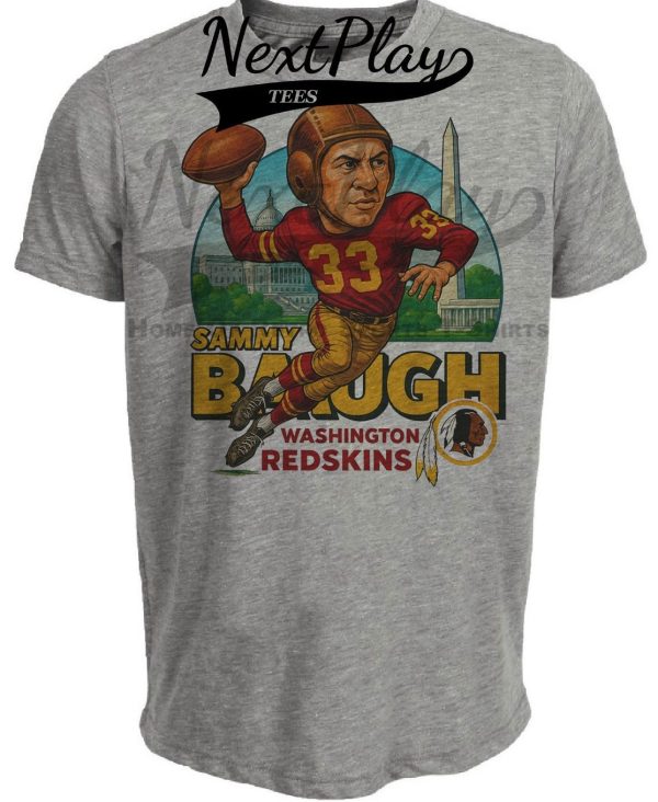 Washington Redskins Sammy Baugh Exclusive Retro Football City Artwork Heather Gray Sublimated T-Shirt
