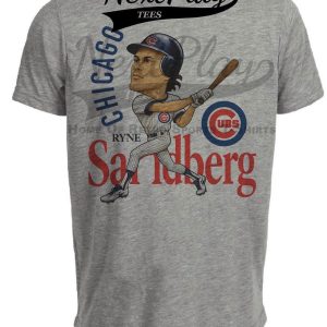 Chicago Cubs Ryne Sandberg Retro Baseball 1989 Artwork Heather Gray Sublimated T-Shirt