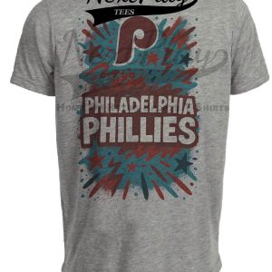 Philadelphia Phillies Graffiti Exclusive Retro Baseball Artwork Heather Gray Sublimated T-Shirt