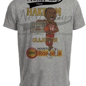 Houston Rockets Hakeem Olajuwon Retro Basketball 1986 Artwork Heather Gray Sublimated T-Shirt
