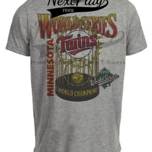 Minnesota Twins World Series Champions Retro Baseball 1991 Artwork Heather Gray Sublimated T-Shirt