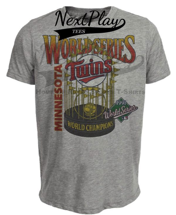 Minnesota Twins World Series Champions Retro Baseball 1991 Artwork Heather Gray Sublimated T-Shirt