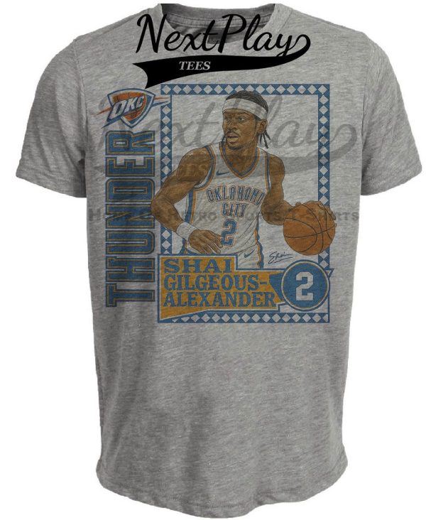 Oklahoma City Thunder Shai Gilgeous-Alexander Exclusive Retro Basketball Artwork Heather Gray Sublimated T-Shirt