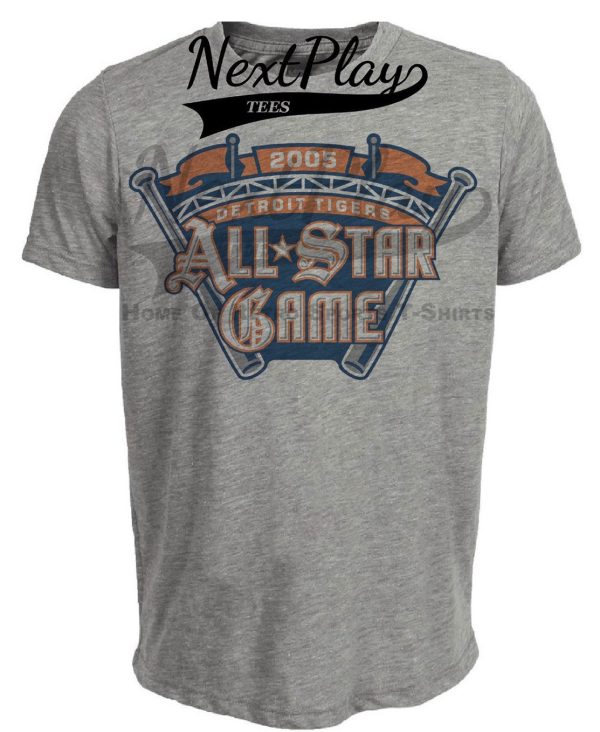 Detroit Tigers Retro All Star Game Baseball 2005 Artwork Heather Gray Sublimated T-Shirt