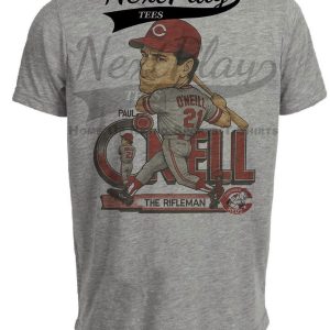 Cincinnati Reds Paul O’Neill The Rifleman Retro Baseball 1990 Artwork Heather Gray Sublimated T-Shirt
