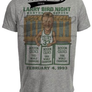 Boston Celtics Larry Bird Night Exclusive Retro Basketball 1993 Artwork Heather Gray Sublimated T-Shirt