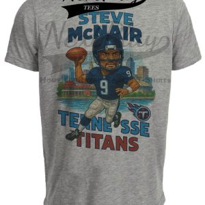 Tennessee Titans Steve McNair Exclusive Retro Football City Artwork Heather Gray Sublimated T-Shirt