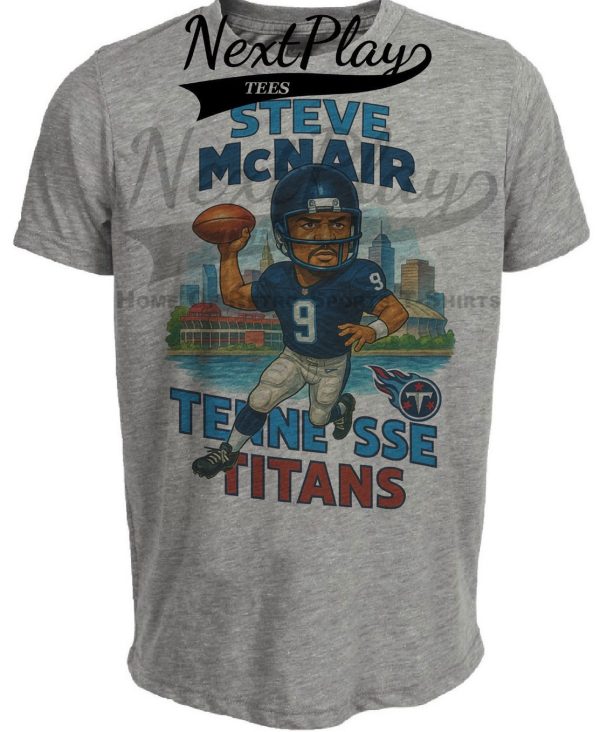 Tennessee Titans Steve McNair Exclusive Retro Football City Artwork Heather Gray Sublimated T-Shirt