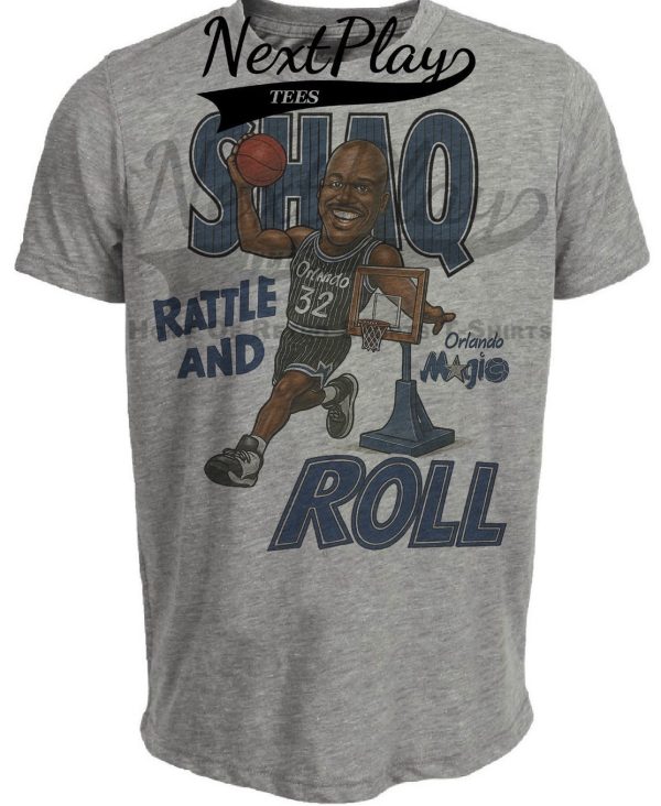 Orlando Magic Shaquille O’Neal Exclusive Retro Basketball 1993 Artwork Heather Gray Sublimated T-Shirt