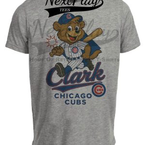 Chicago Cubs Clark Mascot Retro Baseball Artwork Heather Gray Sublimated T-Shirt