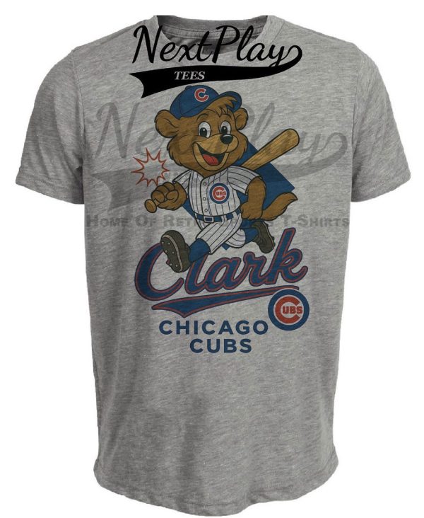 Chicago Cubs Clark Mascot Retro Baseball Artwork Heather Gray Sublimated T-Shirt