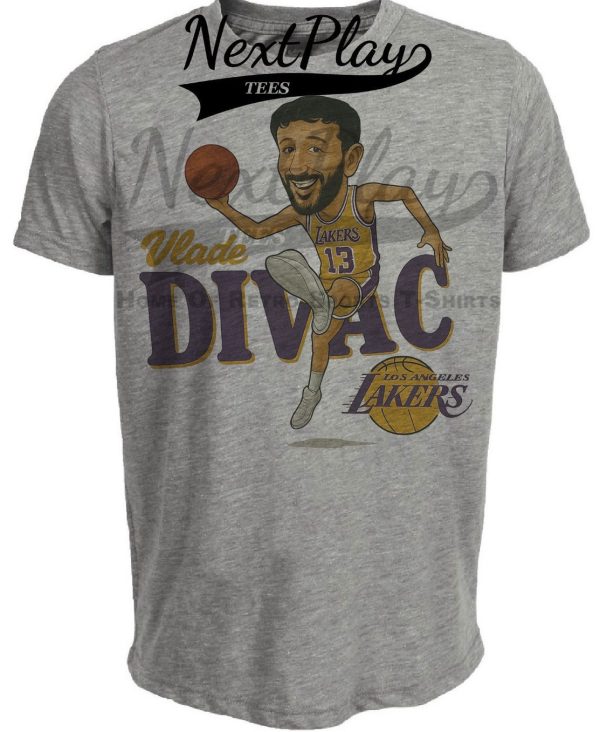 Los Angeles Lakers Vlade Divac Exclusive Retro Basketball 1991 Artwork Heather Gray Sublimated T-Shirt