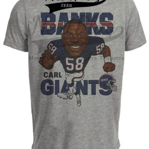 New York Giants Carl Banks Exclusive Retro Football 1987 Artwork Heather Gray Sublimated T-Shirt