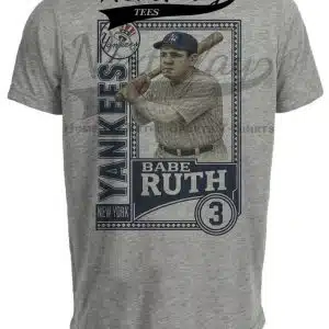 New York Yankees Babe Ruth Exclusive Retro Baseball 1955 Artwork Heather Gray Sublimated T-Shirt